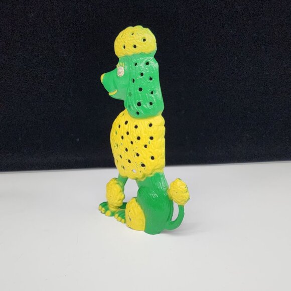 Vintage Metal Poodle Earring Holder Green and Yellow by Libby VTG MCM - Picture 4 of 6